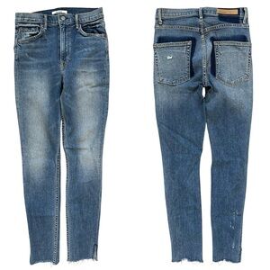 GRLFRND Kendall Super Stretch High-Rise Jeans Two Tone Split Hem Size 25
